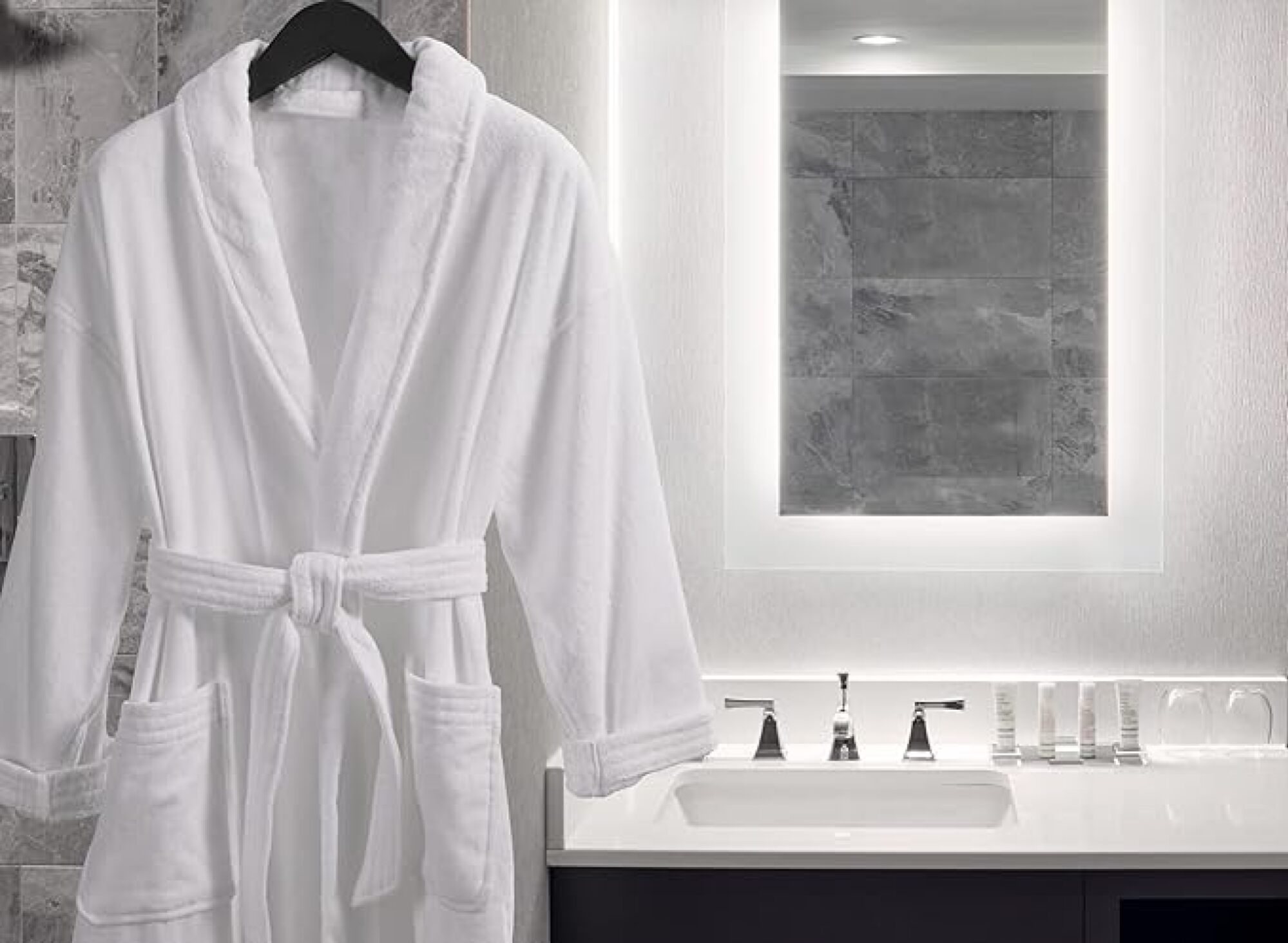 Marriott robe in a bathroom