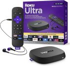 Roku Ultra streaming device, remote, and box