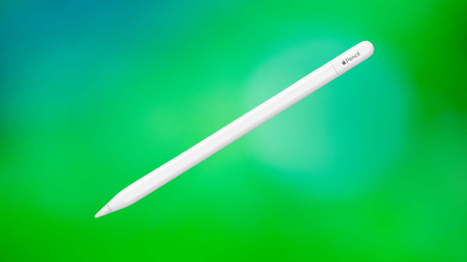 Apple Pencil USB-C on a green gradiant background