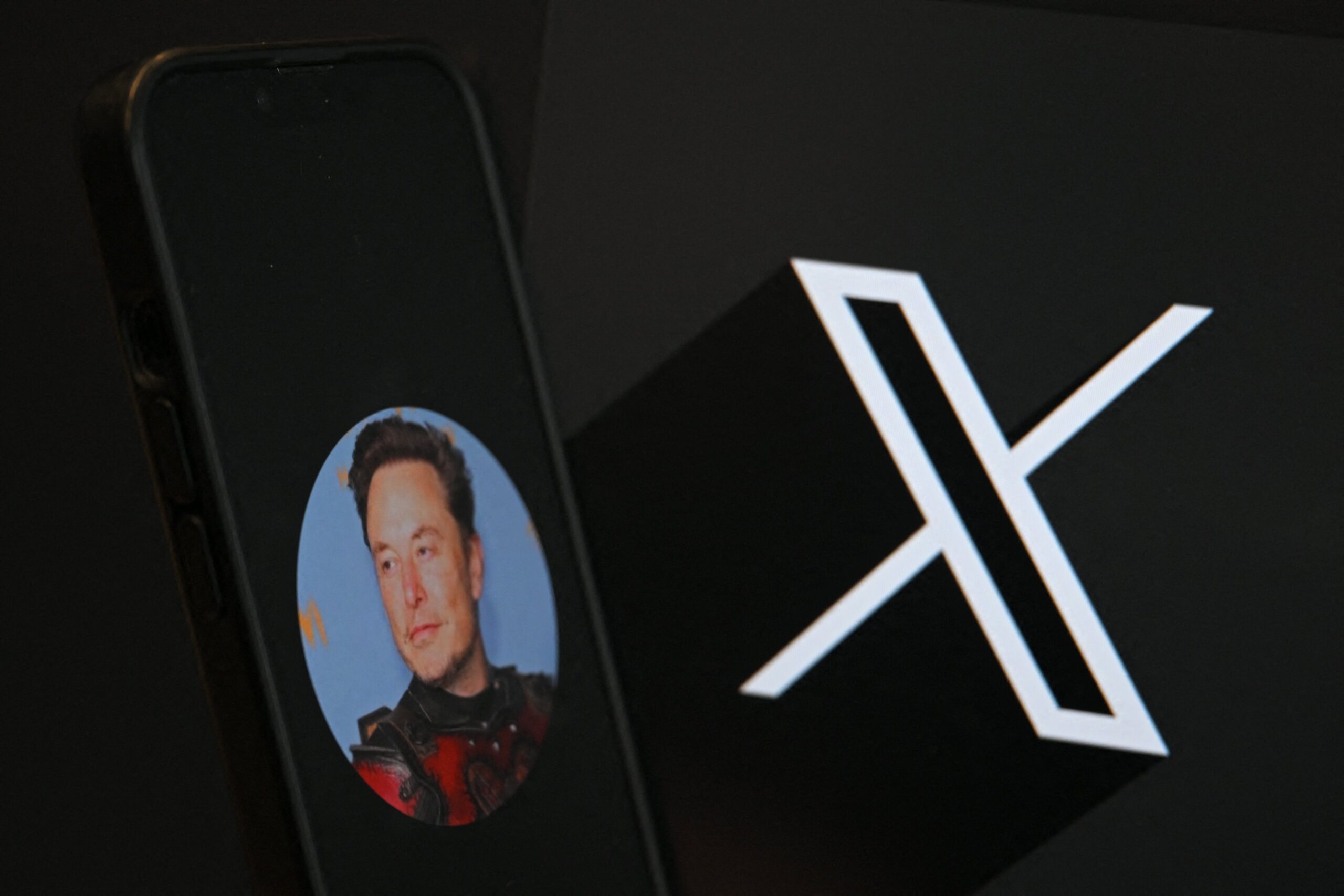 Elon Musk and X logo