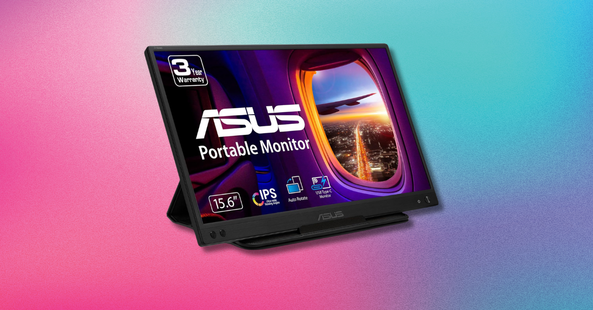 ASUS ZenScreen against a colorful background 