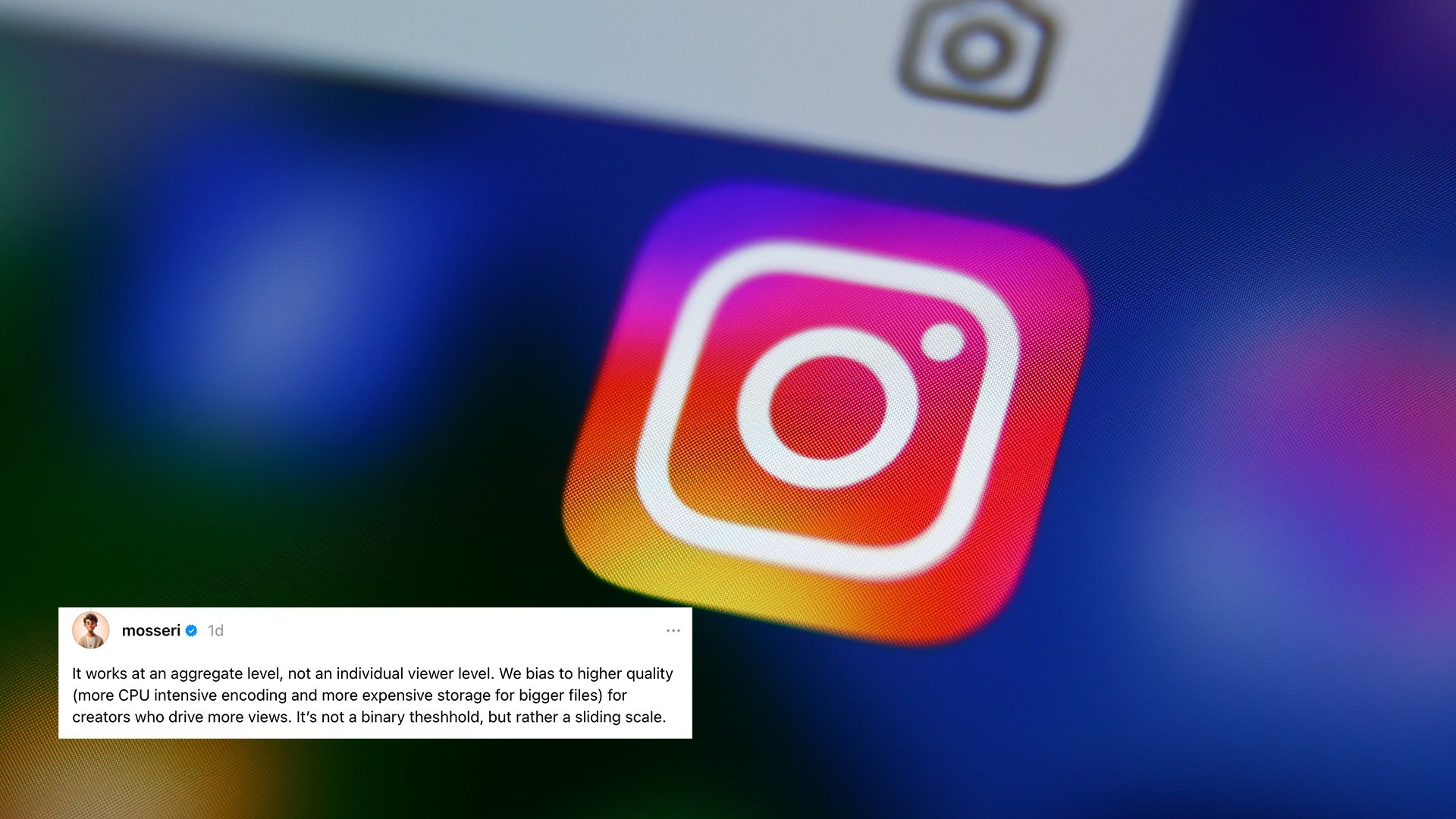 An image shows the Instagram logo alongside a post on Threads.