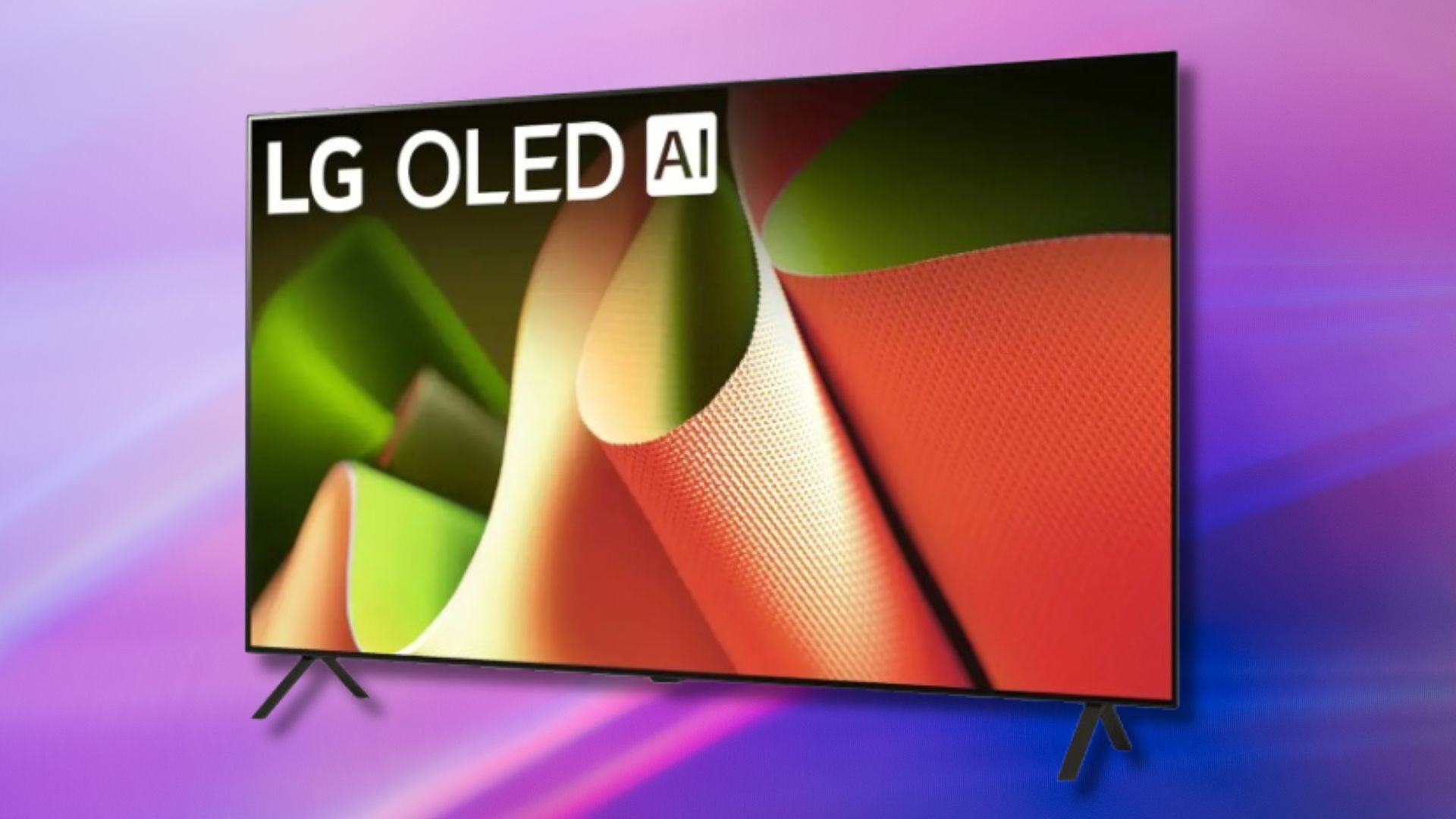 48-inch LG B4 4K OLED smart tv on a purple background