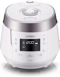 cuckoo heating pressure cooker and warmer on a white background