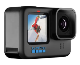 GoPro Hero10 action camera with snowboarder on screen