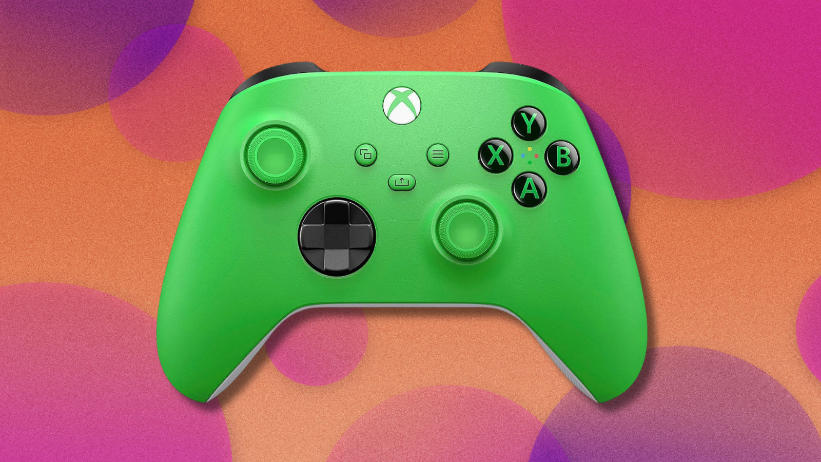 Xbox Wireless Controller on orange and purple abstract background