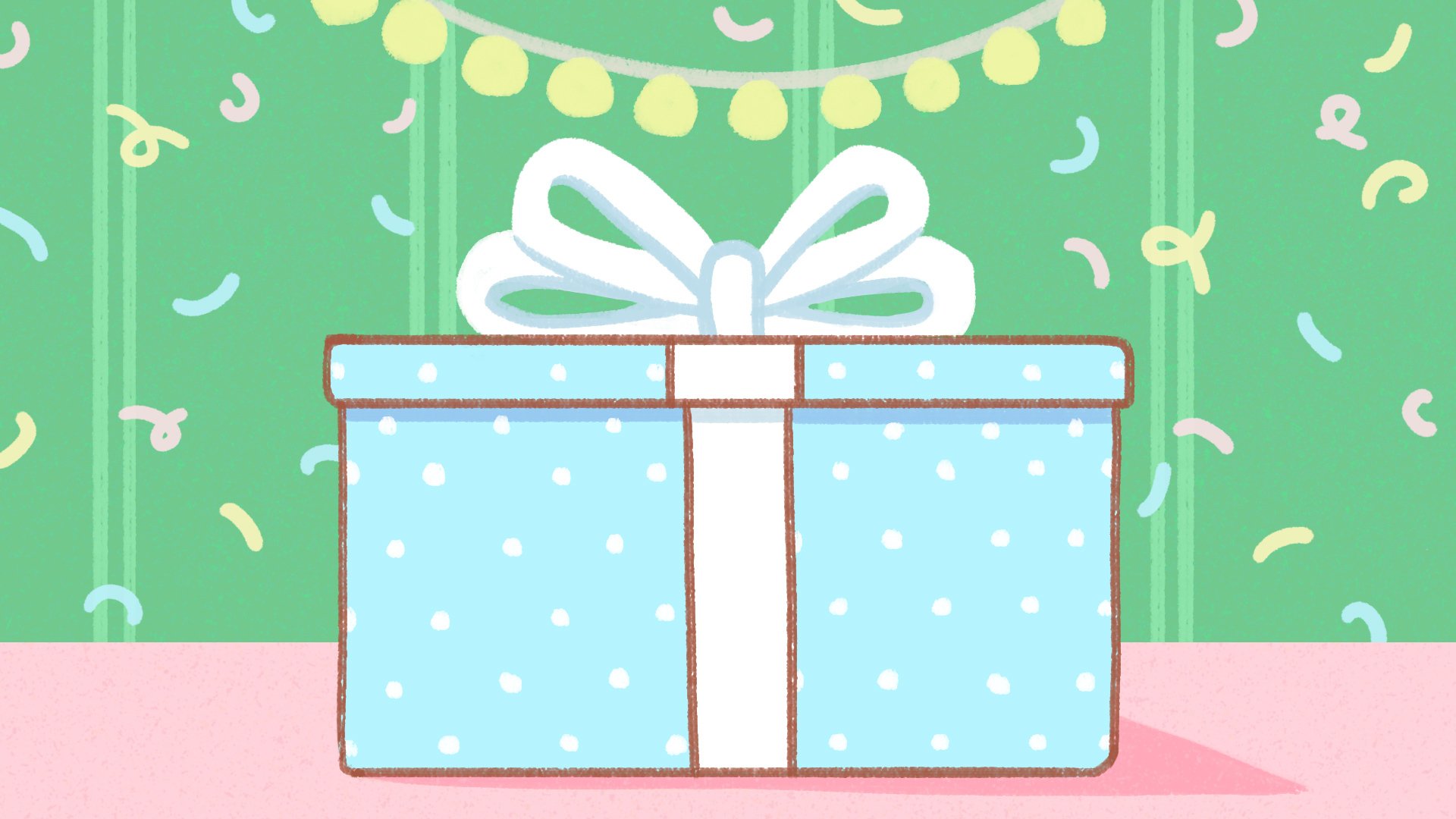 illustration of a wrapped birthday present