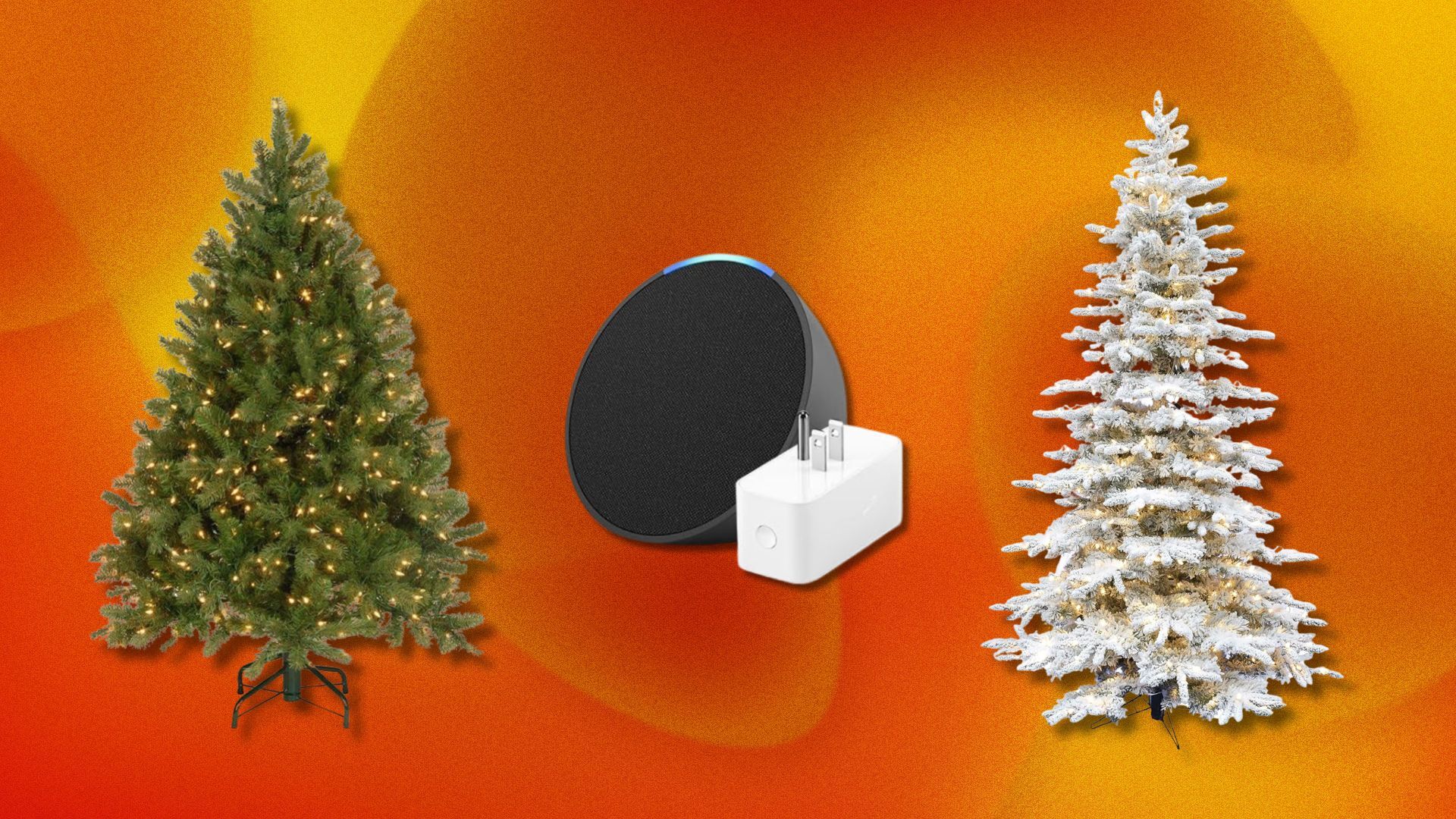 artificial christmas trees and echo pop and smart plug