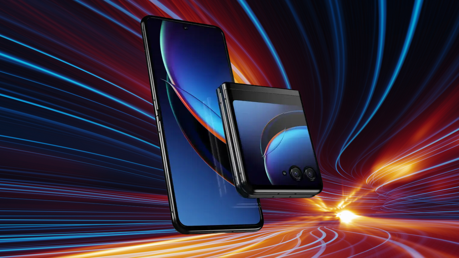 Motorola razr+ 2023 on a RGB hyperlane background