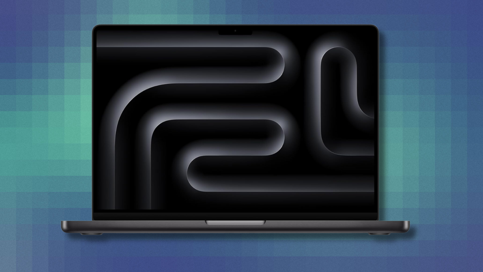 MacBook Pro on blue and teal abstract background