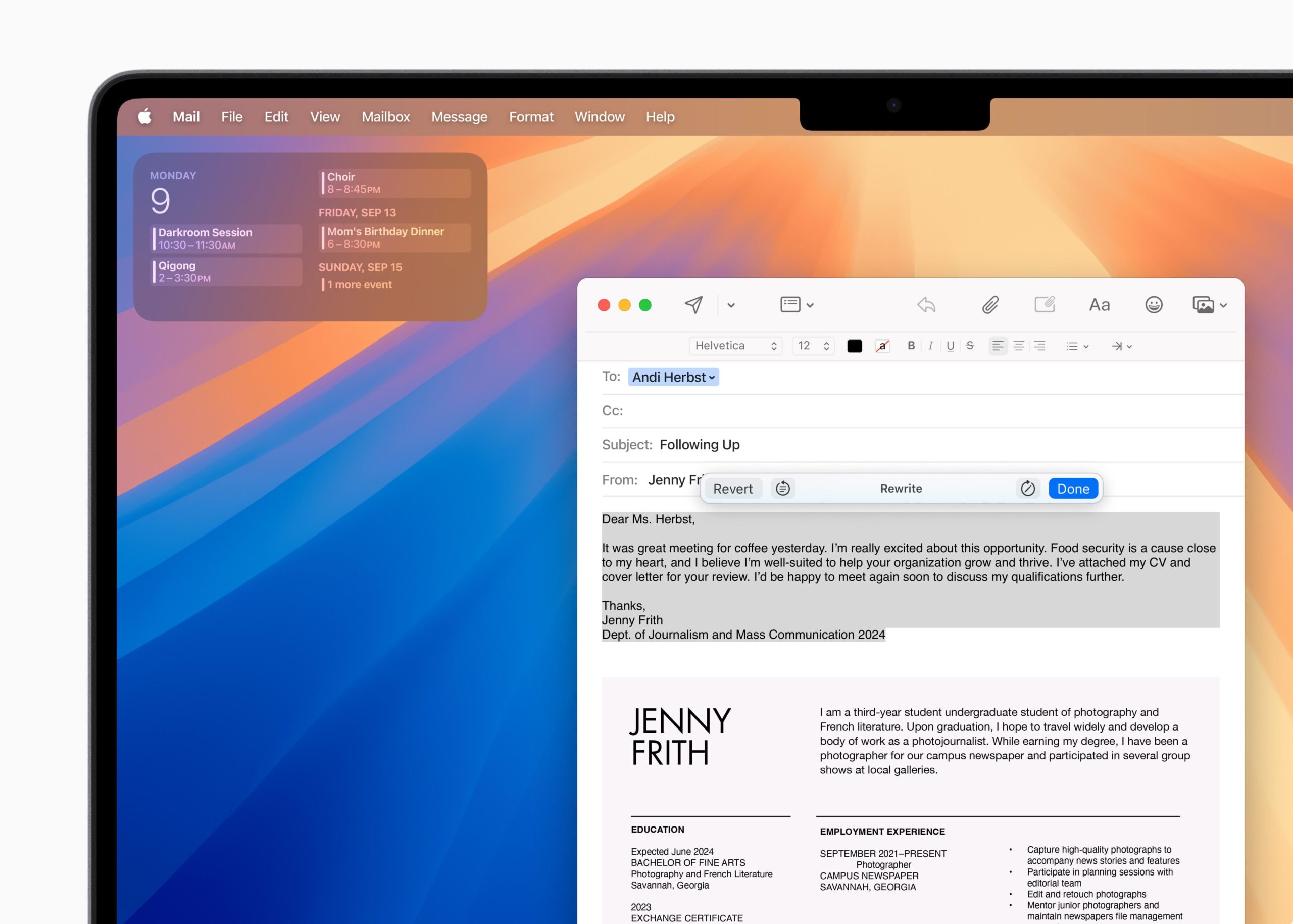 apple intelligence writing tools in the mail app on a mac 