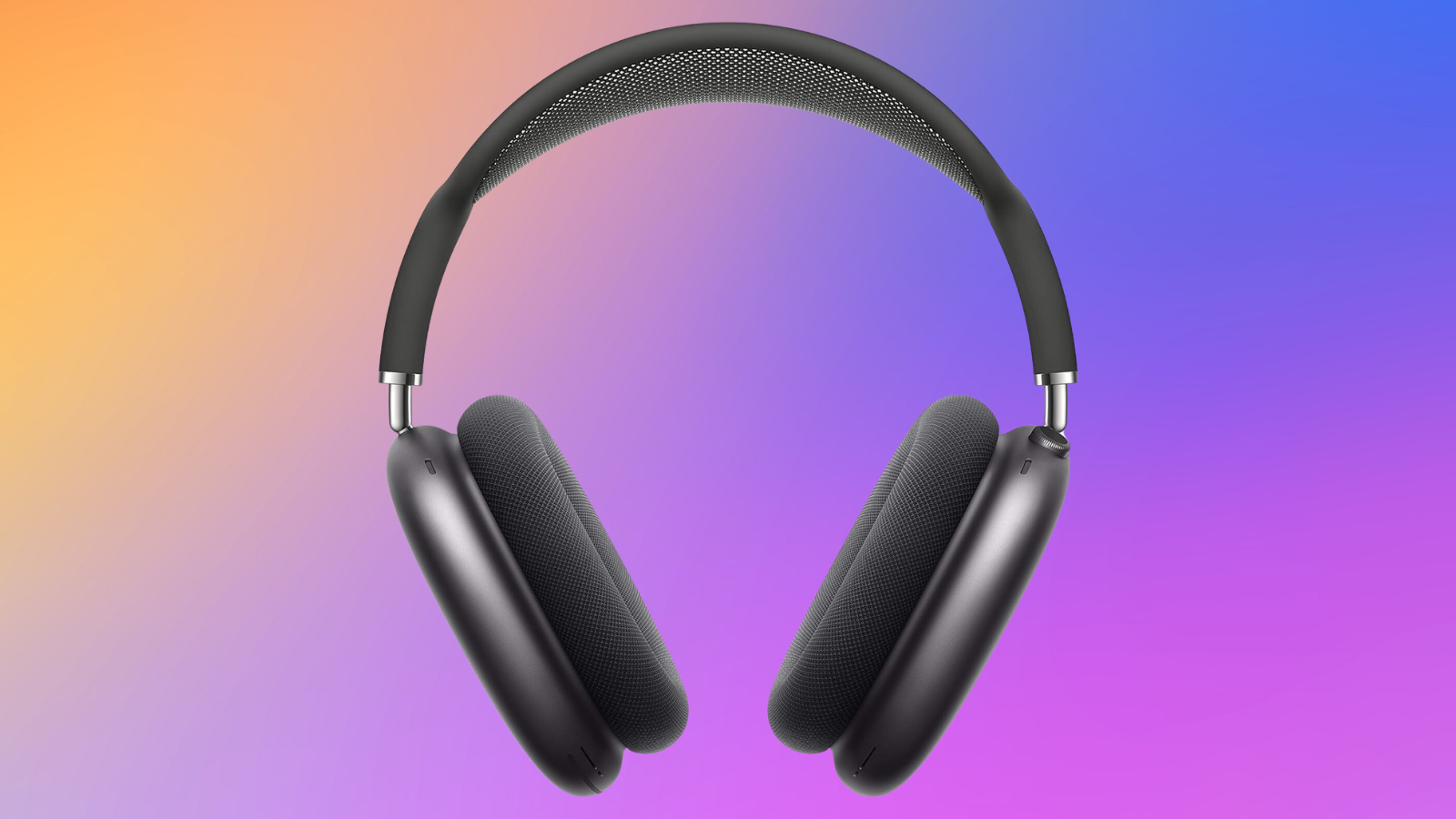 Apple Airpods Max on an orange to purple gradient background