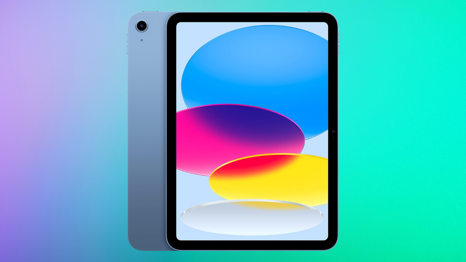iPad 10th Gen on a purple to blue gradient background