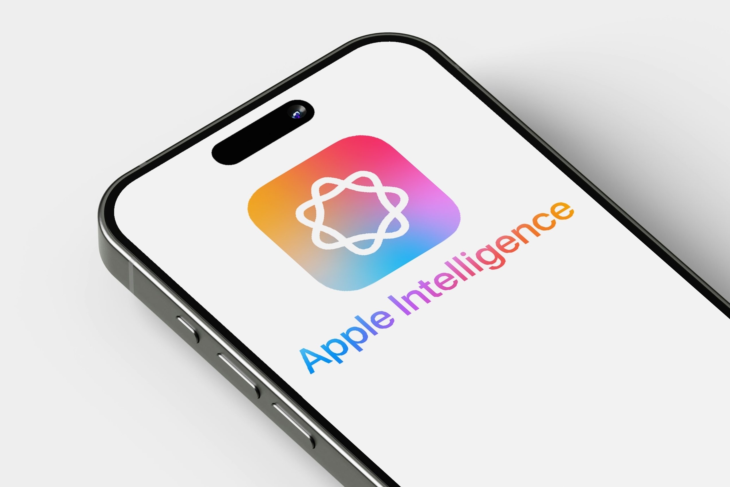 Apple Intelligence, a personal intelligence system, logo displayed on the screen of a smartphone
