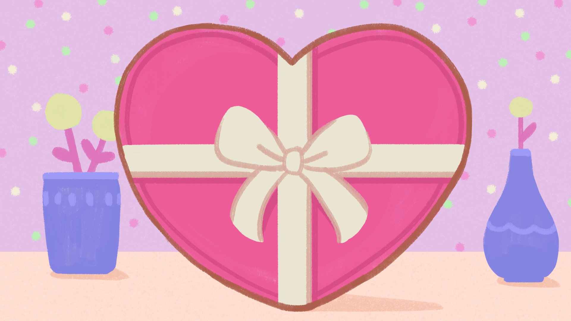 illustration of a heart-shaped gift