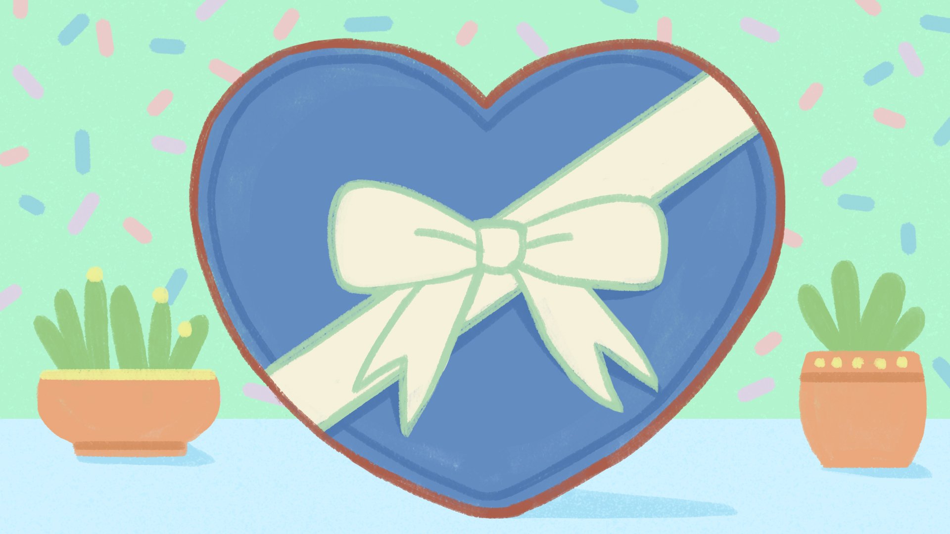 illustration of heart-shaped gift box
