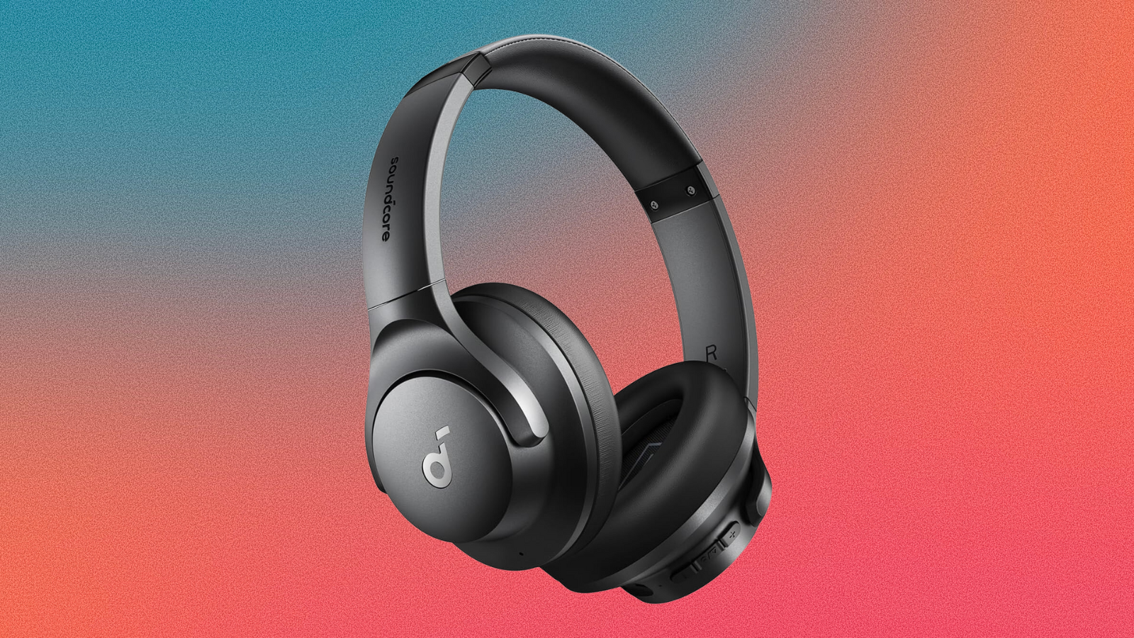 Soundcore Q20i on a grain blue to pink background