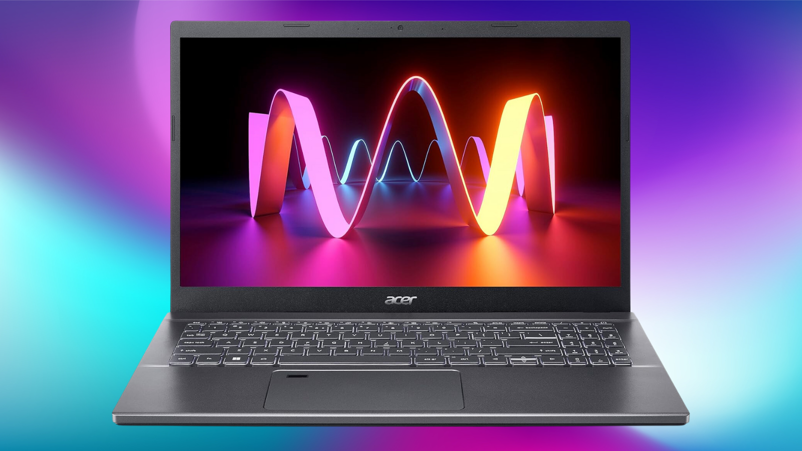 Acer Aspire 5 on a Purple gradient background
