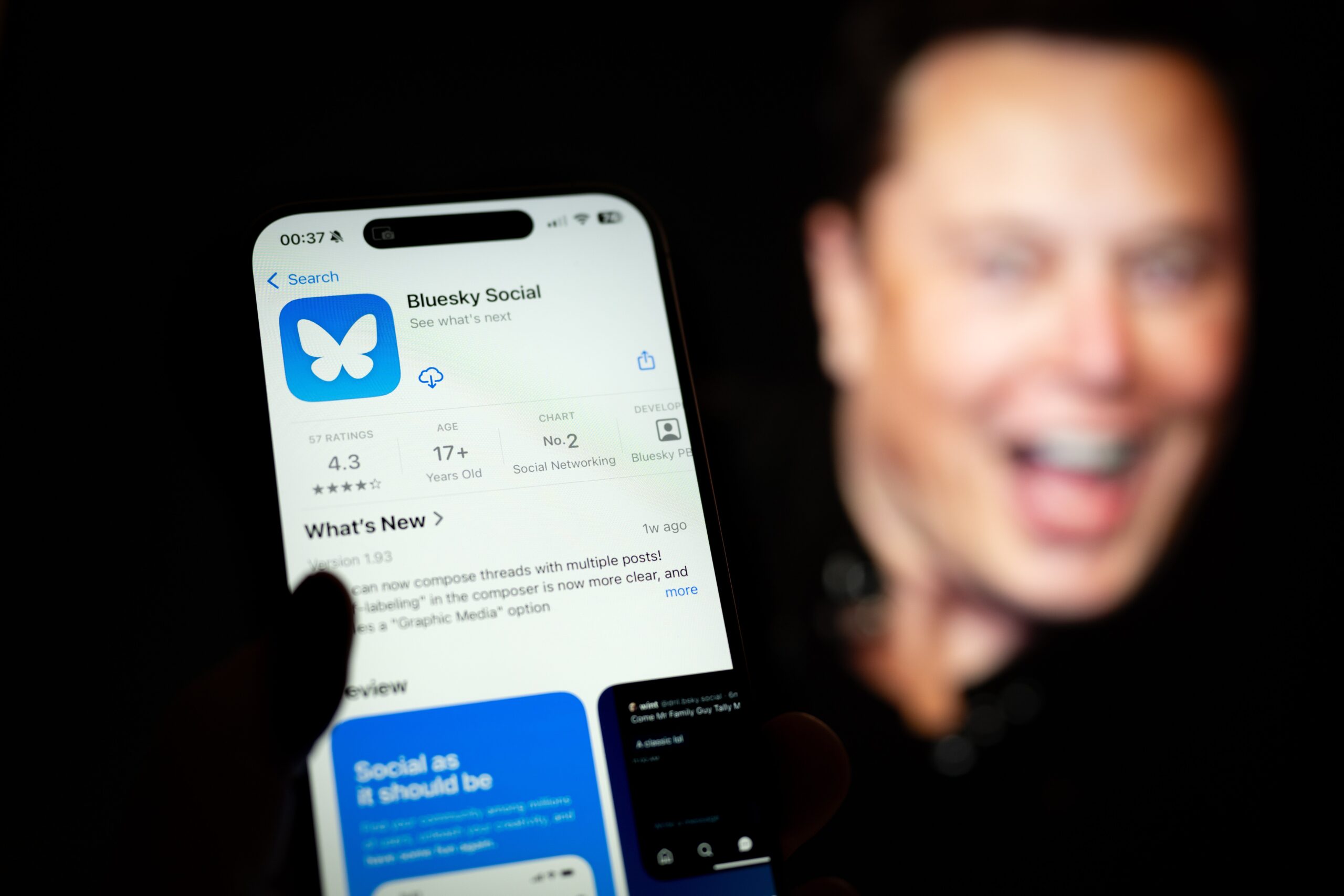 The Blueskay and X, formerly known as Twitter applications are seen in this illustration photo taken in Warsaw, Poland on 18 November, 2024.
