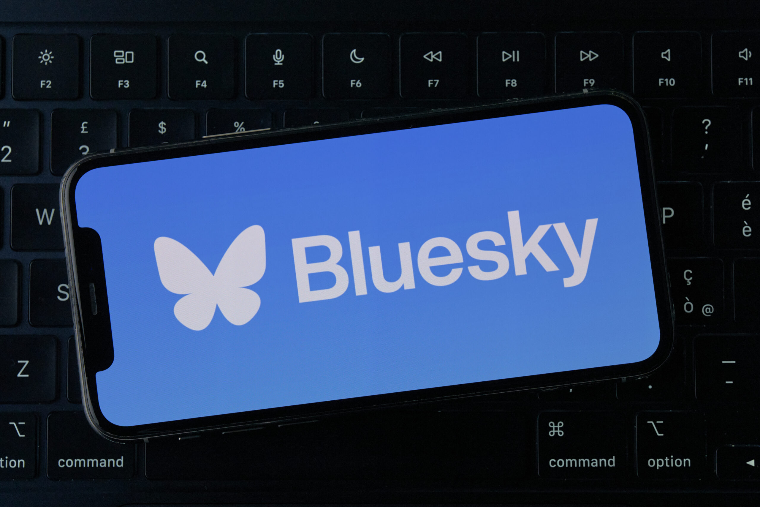Bluesky logo on mobile device