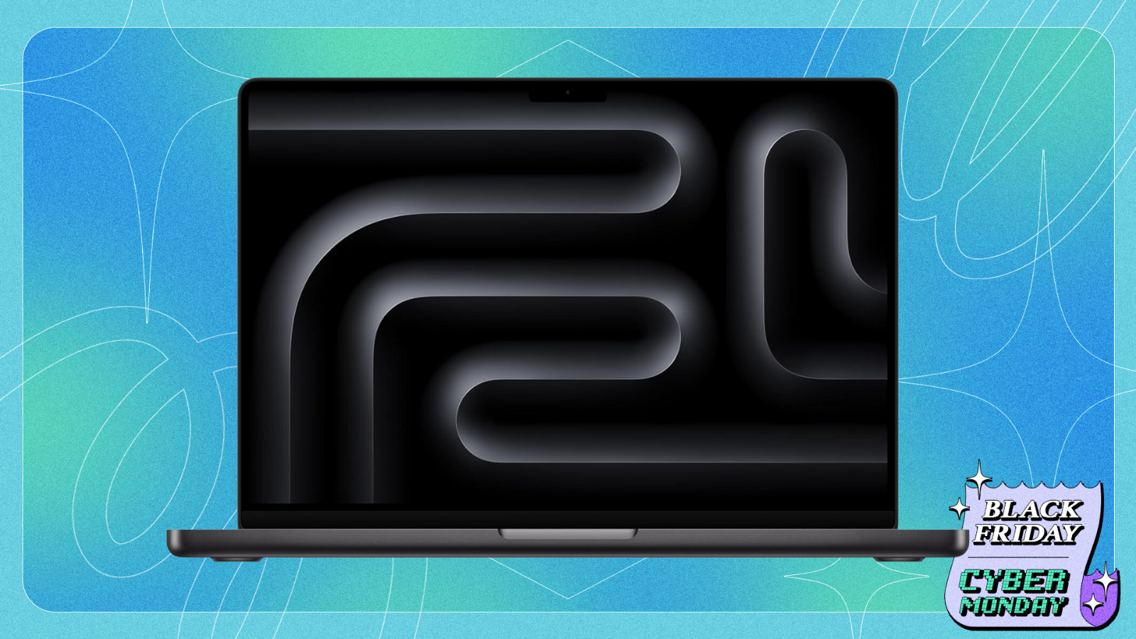 MacBook Pro M4 ona  blue gradient black friday background