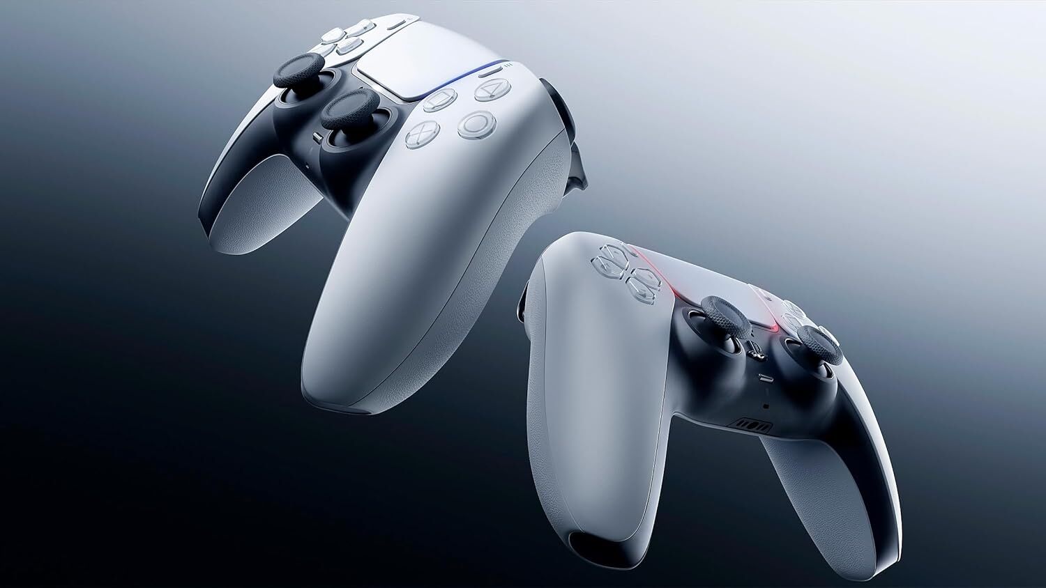 A pair of DualSense wireless controllers