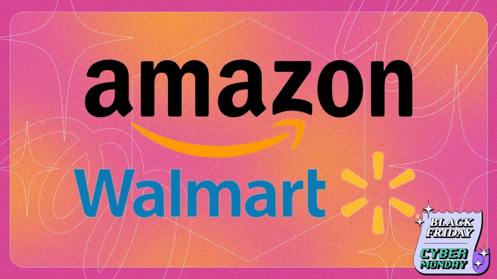 Amazon and Walmart logos on Black Friday graphic