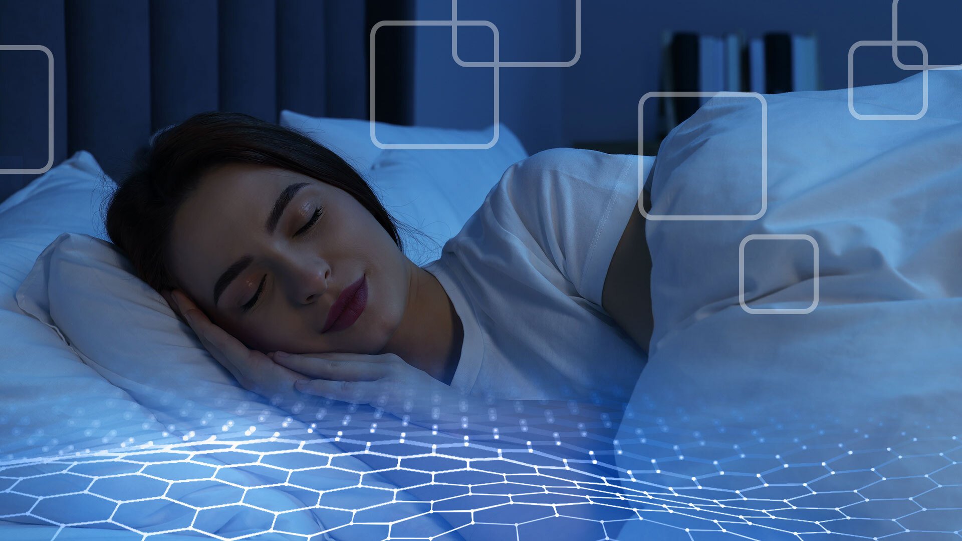 A person sleeping in bed.