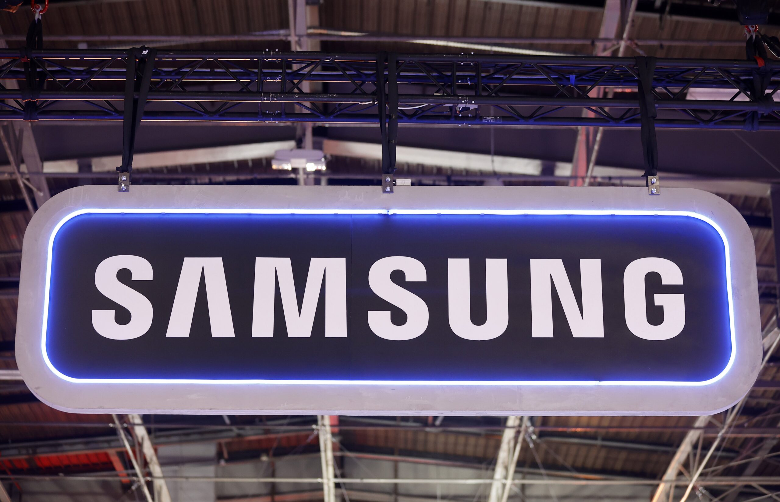 A Samsung logo is on display during the 'Paris Games Week'