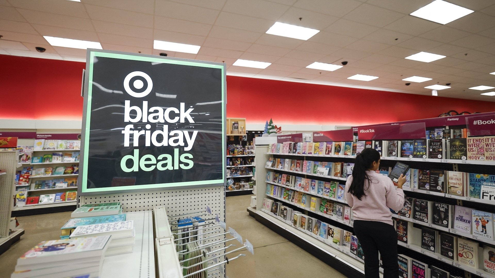 A woman shops at a Target store in Chicago on November 26, 2024, ahead of the Black Friday shopping day.