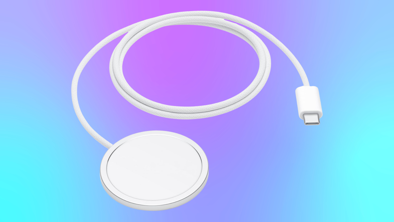 Apple MagSafe Charger on a blue and purple gradient background