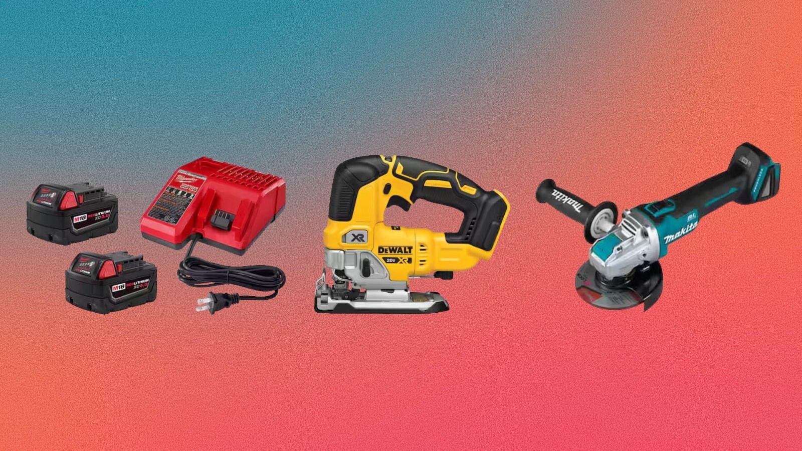 Selection of tools on red background