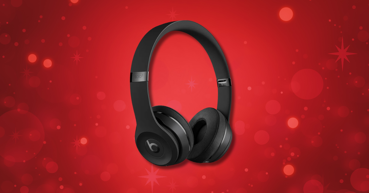 beats solo3 headphones against a red background 
