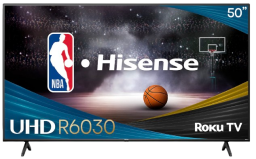Hisense 4K TV with basketball court and NBA logo on screen