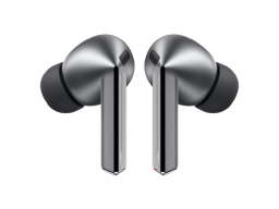 a silver pair of samsung galaxy buds3 pro earbuds