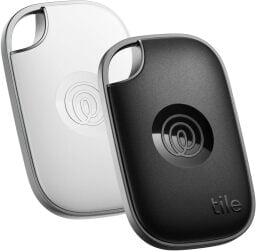a black and a white tile pro bluetooth tracker