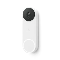 a snow-colored google nest video doorbell