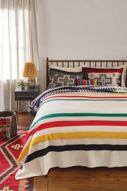 national park blanket spread on a bed