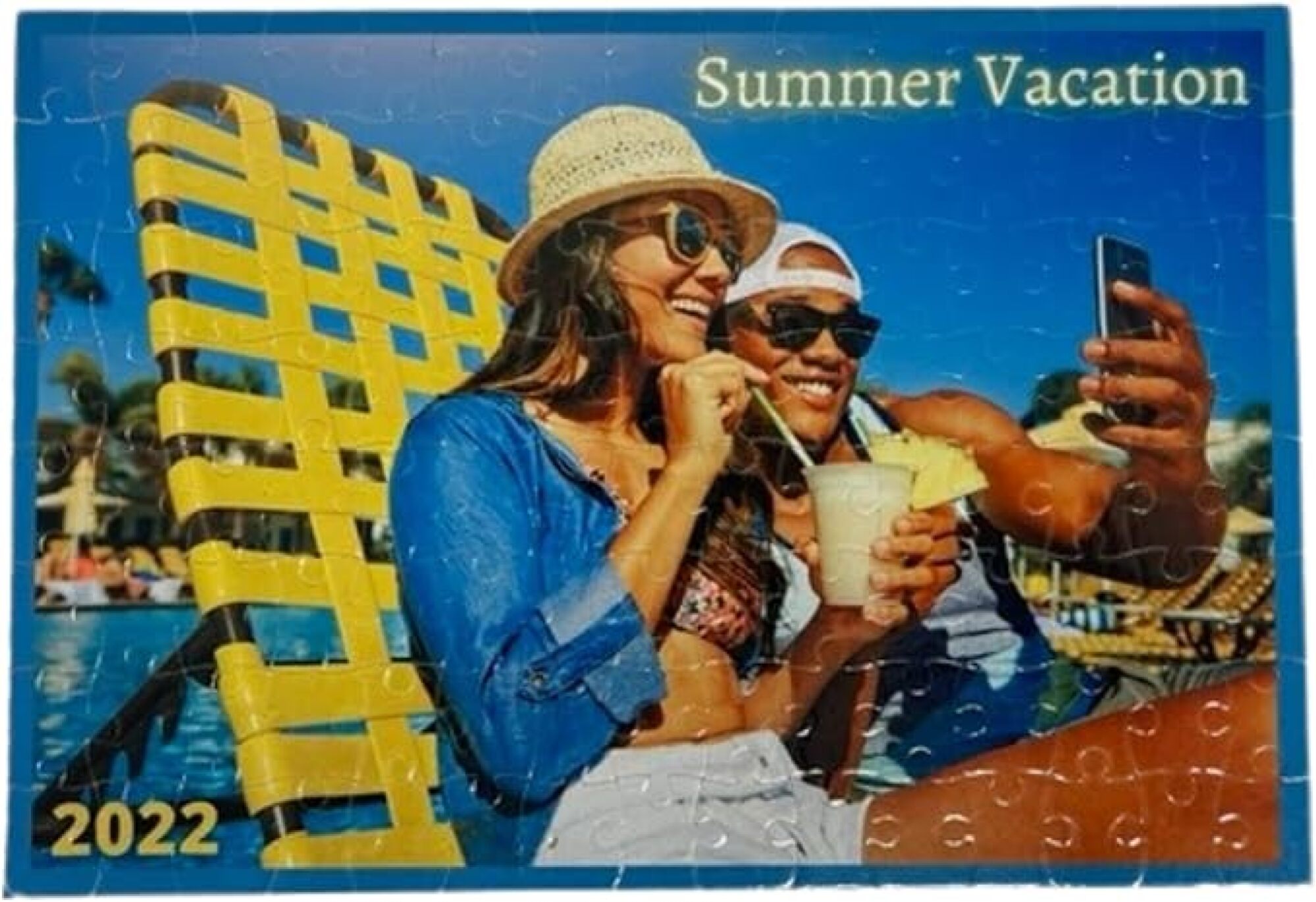 puzzle of two people on summer vacation