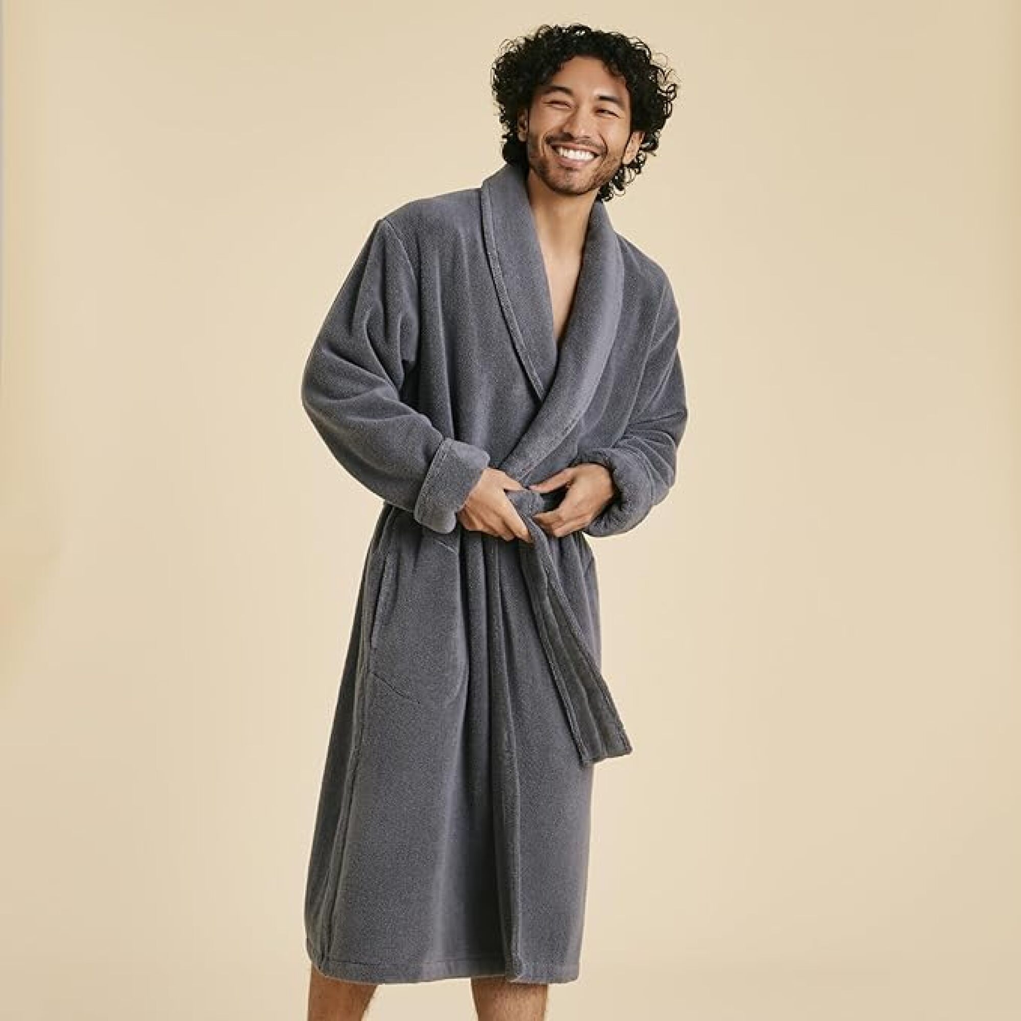 man wearing grey robe