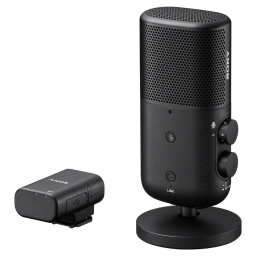 Sony ECM-S1 wireless microphone on a white background