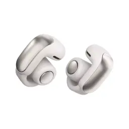 white bose ultra open earbuds on a white background