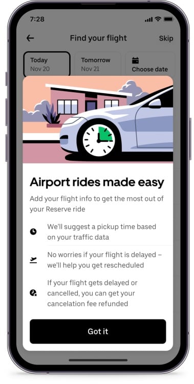 UberX Share app on a smartphone