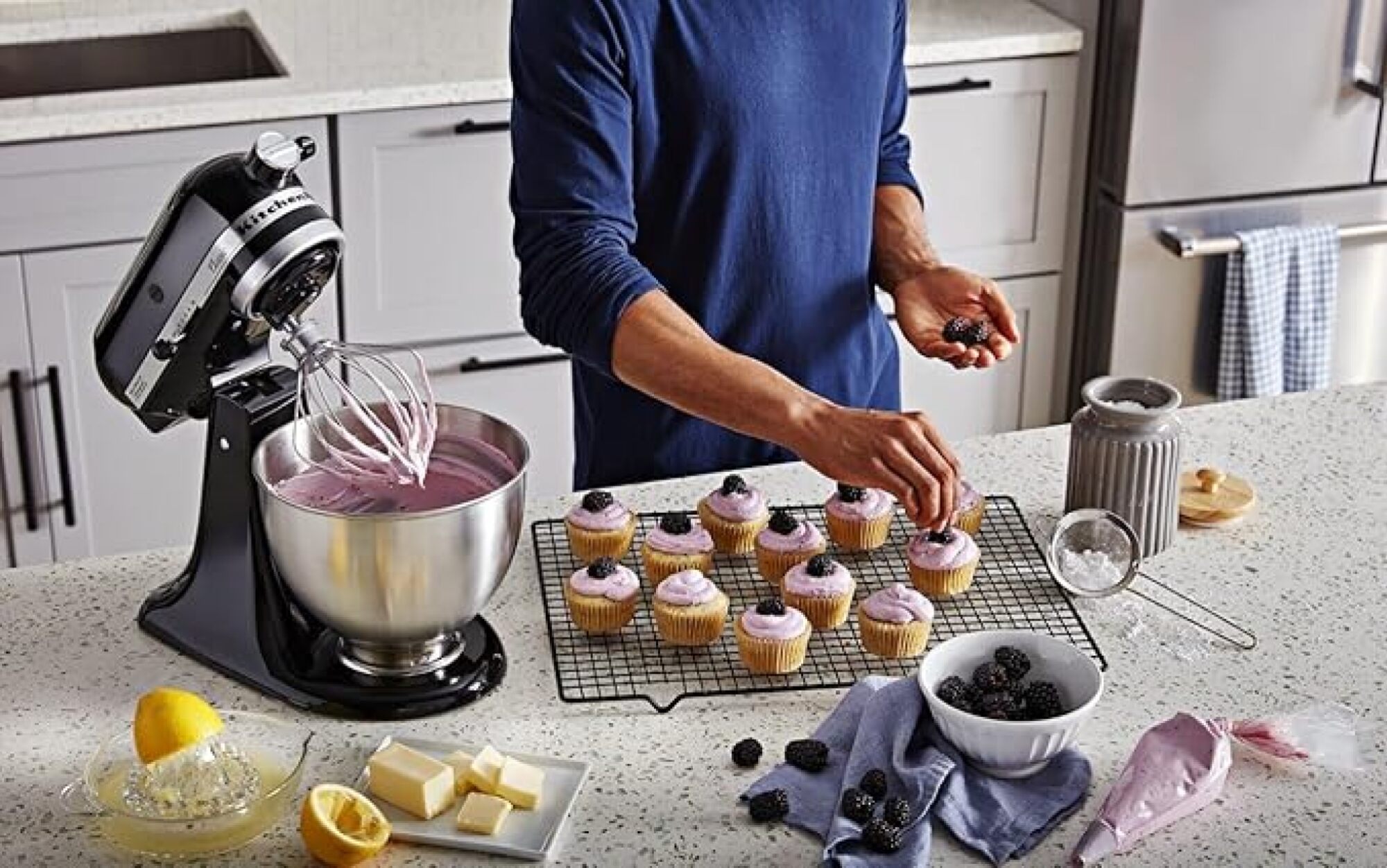 person baking cupcakes