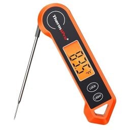 orange thermometer displaying temperature