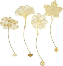 four gold metal bookmarks