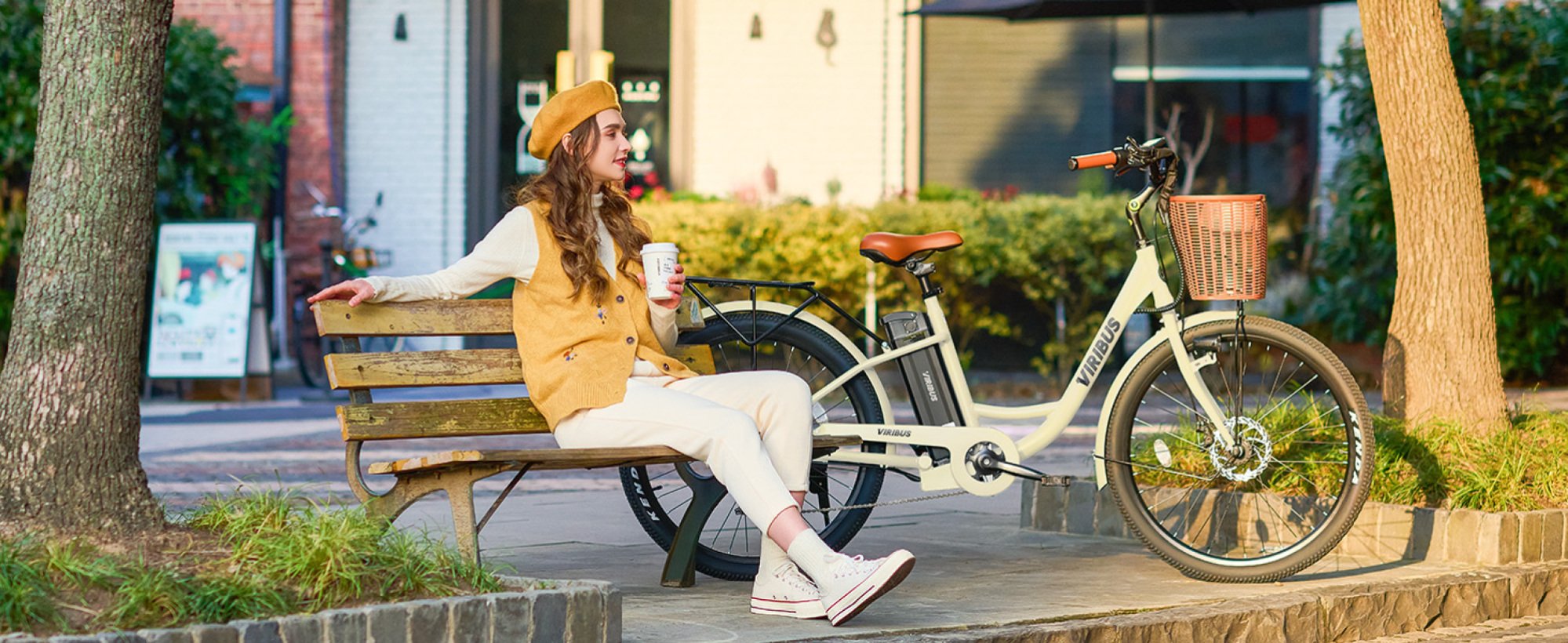 woman sitting with electric bike