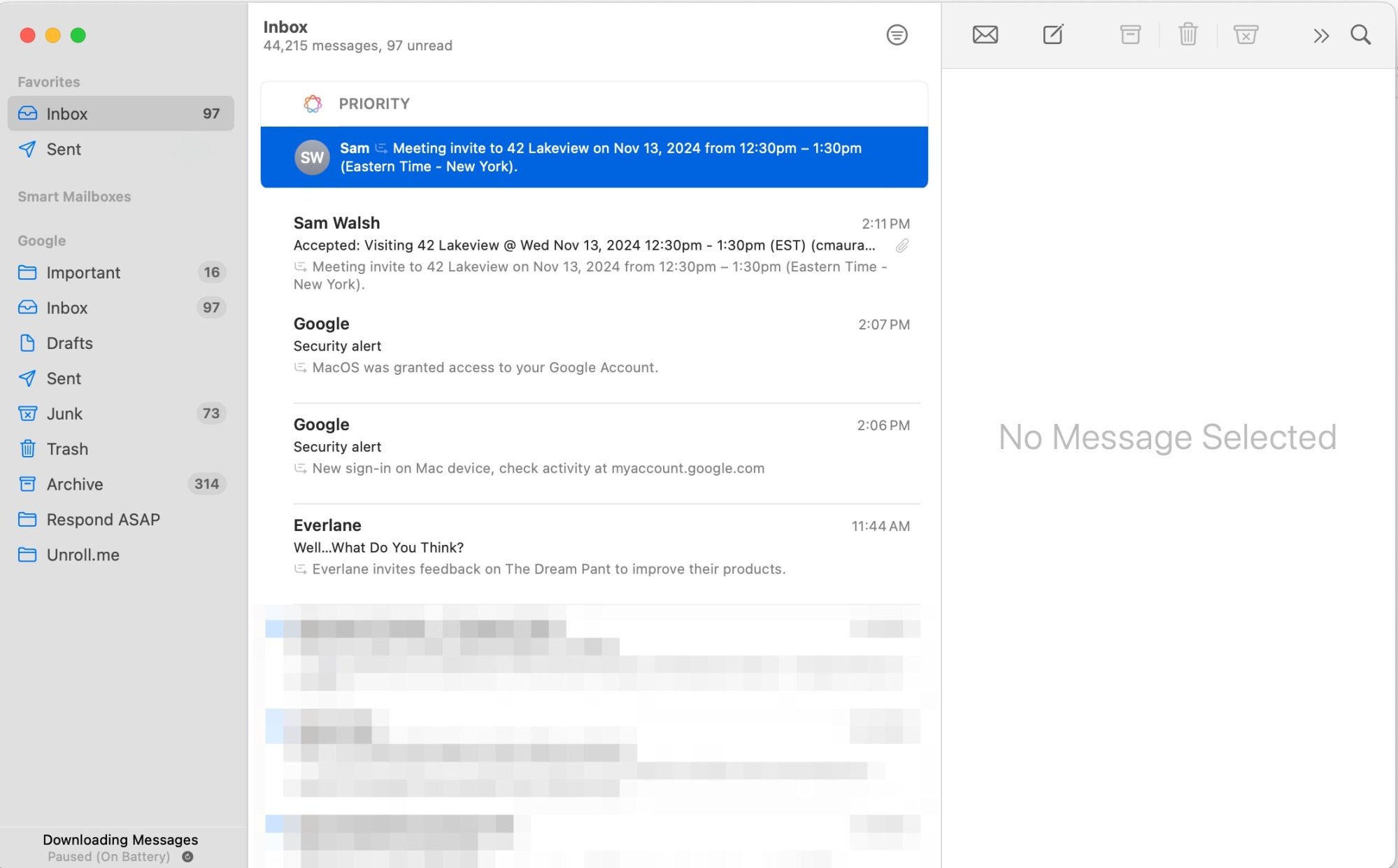 Mail app show prioritized mail and summaries for each email