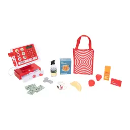 A play set of a Target cash register with accessories