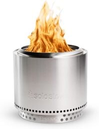Solo Stove Bonfire 2.0 in silver with flames